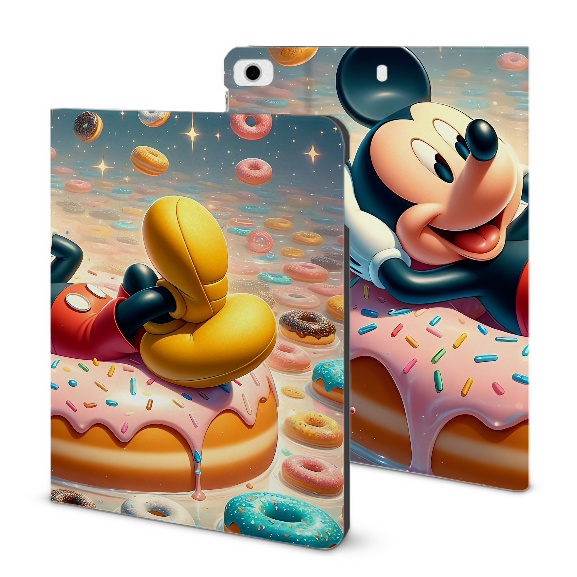（画像用） ミッキーマウス Mickey Mouse IPad ケース ブック型 PUレザー TPU 耐衝撃 軽量 薄型 ペン収納なし 全面保護 IPad 各モデル対応
